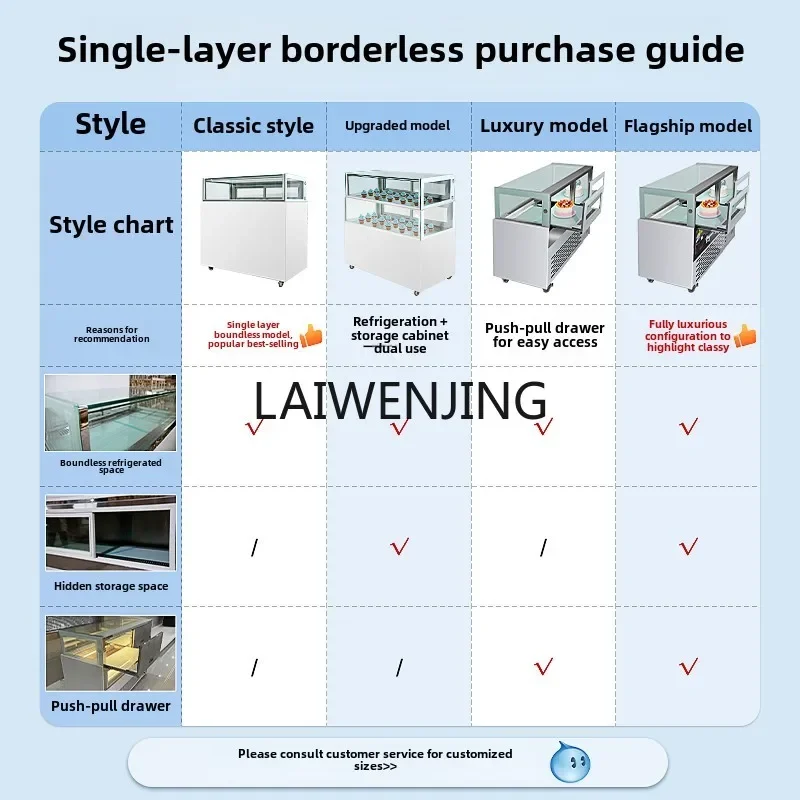 SGF single-layer embedded bar counter cake dessert display cabinet right angle without border