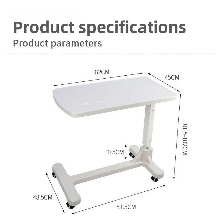 أثاث المستشفى متعدد الوظائف قابل للتعديل ABS طاولة طعام متنقلة بعجلات بجانب السرير للتمريض الرعاية المنزلية استخدام المستشفى #2