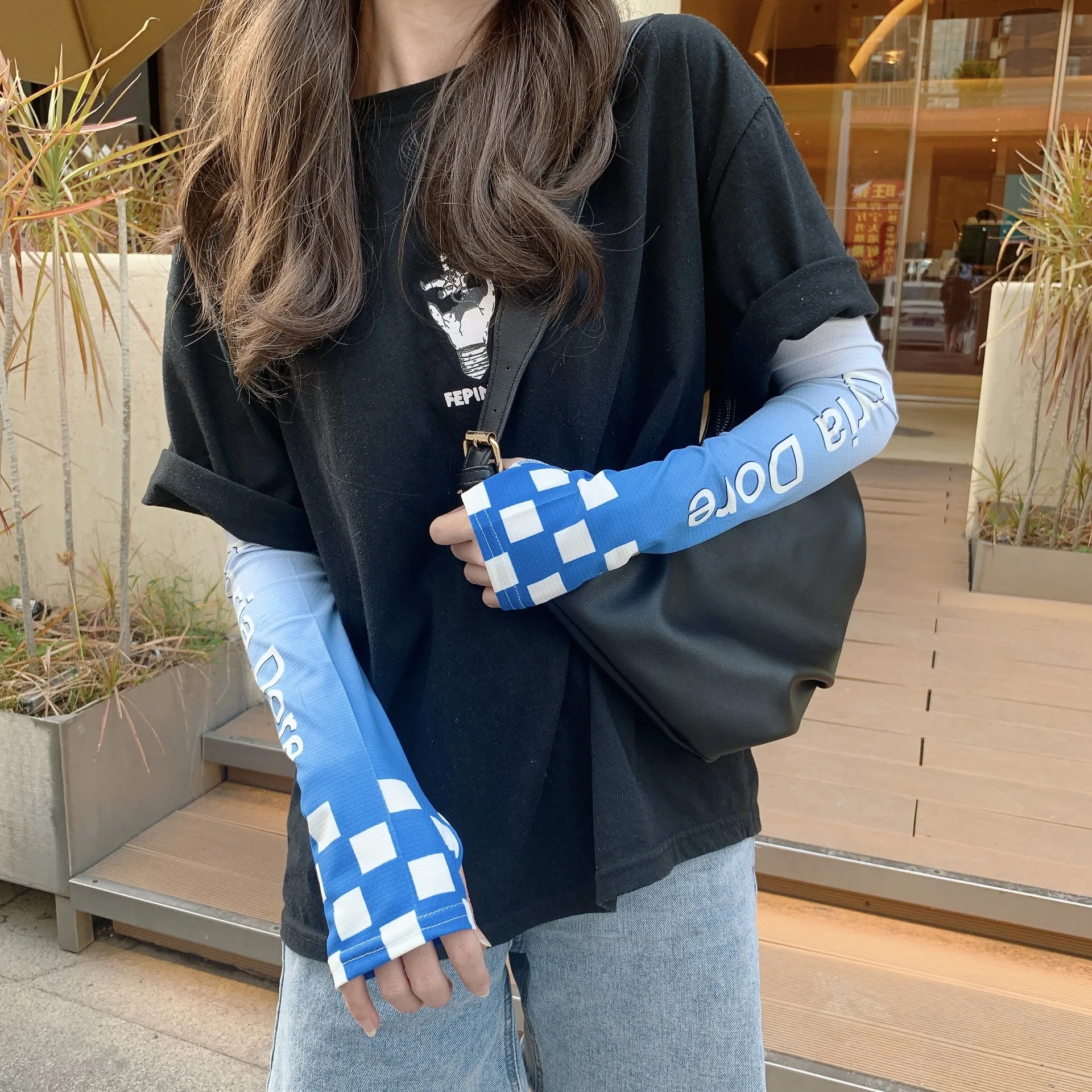 

Korean Style Gradient Sun Sleeves UV Blocking Arm Covers for Cycling Outdoor Sports Women Men Plaid Design Uv Sleeves Men
