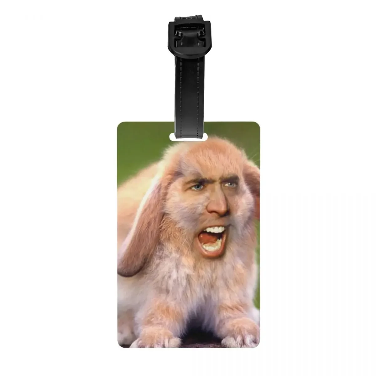 

Custom Nicolas Cage Rabbit Luggage Tag Privacy Protection Funny Meme Baggage Tags Travel Bag Labels Suitcase