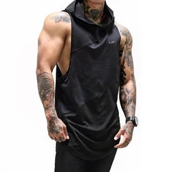 Mens palestre Bodybuilding Stringer canotta con gilet con cappuccio abbigliamento Fitness canottiera in cotone senza maniche maschile canottiere muscolari