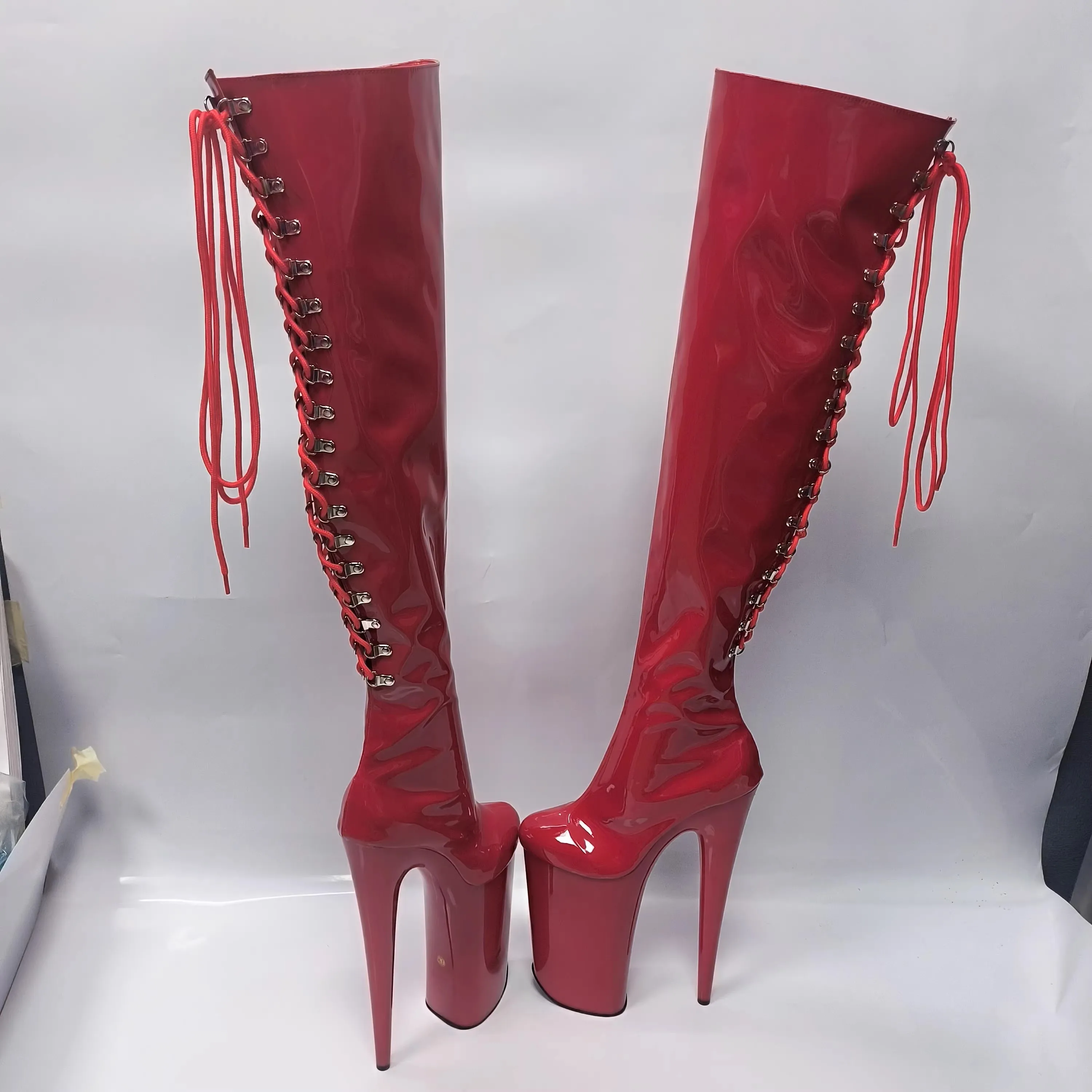 

26cm super high heel boots European and American Hentiangao nightclub model boots high heel sexy stage boots