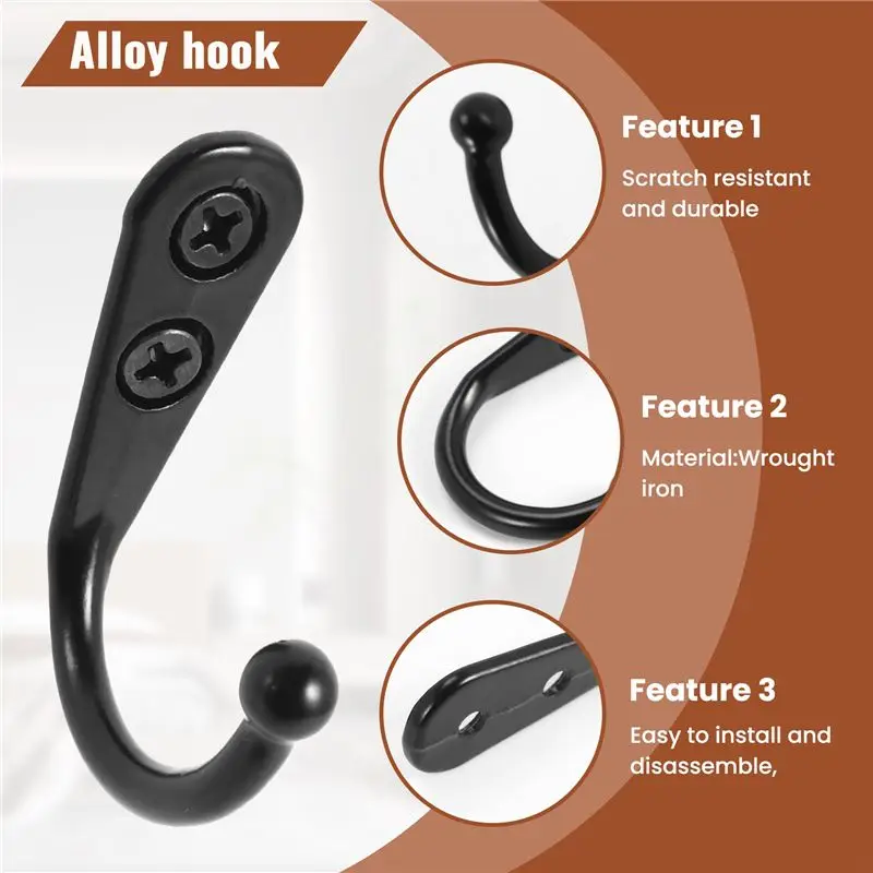 ABKS-14 PCS Wall Mounted Hooks Coat Hooks Door Robe Hook For Hanging Towel Hat Key Cup Single Metal Hook For Bedroom