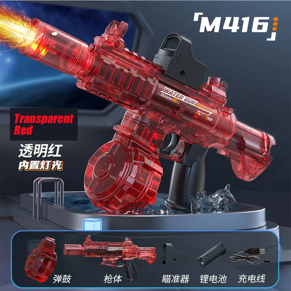 

Children's Simulation LED M416 Electric Water Gun, High-Capacity Automatic Continuous Fire Water Gun, Outdoor Summer Toy for Kid