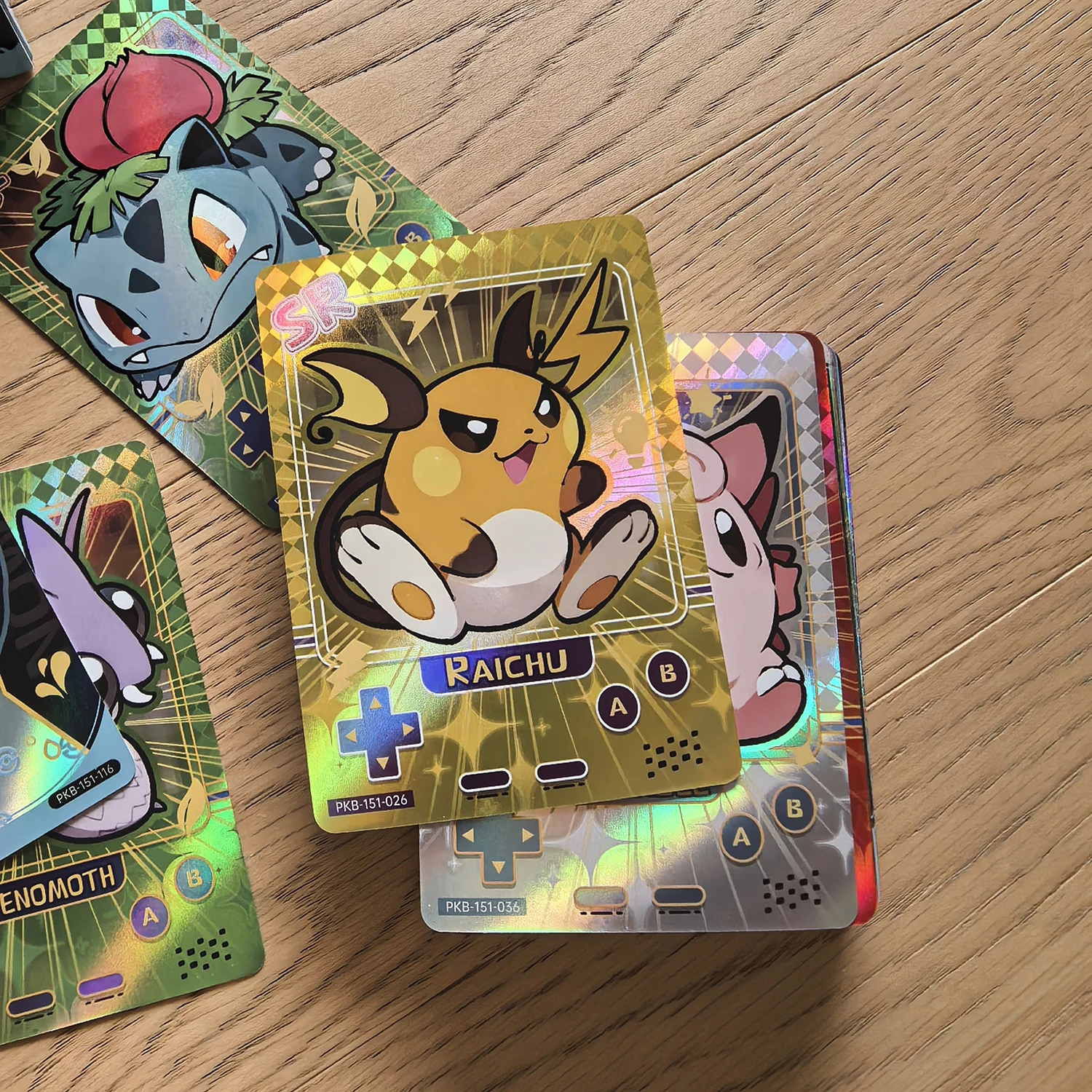 60Pcs Blind Box Vol1 2 PokeBaBy Cute DIY Card Pocket Monster Holographic 1996 Q151 Anime Version Classical Collection Card