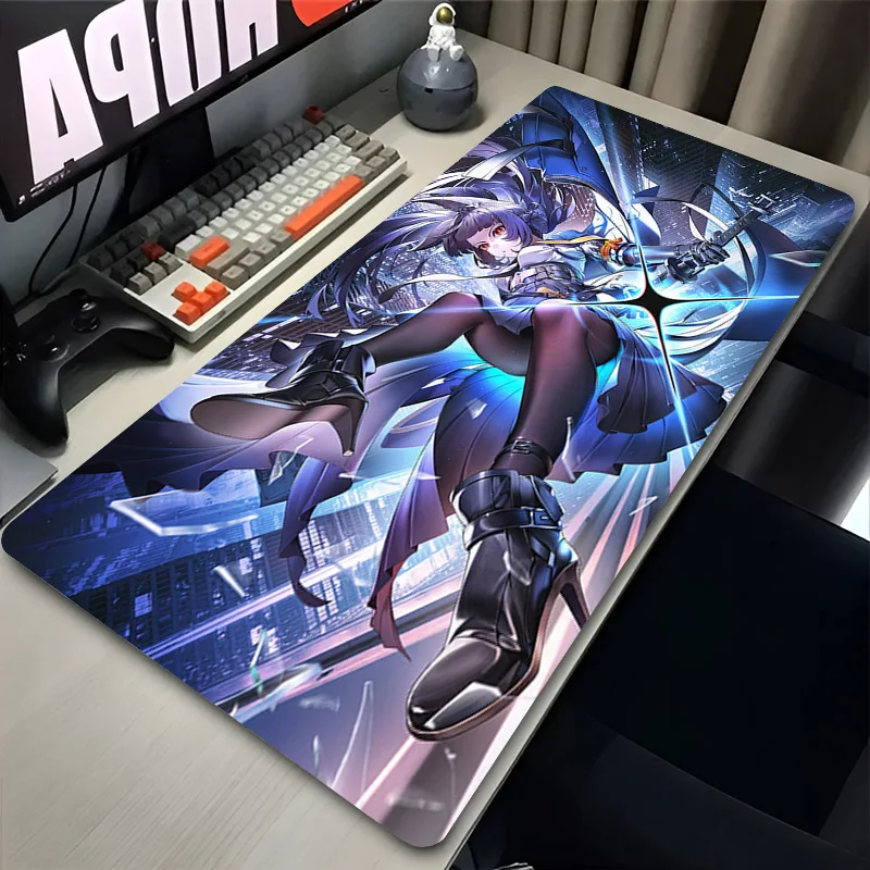 Large Mousepad 900x400 Hoshimi Miyabi Zenless Zone Zero Mouse Pad Keyboard Extended Carpet Gaming Accessories Anime Desk Mat Rug