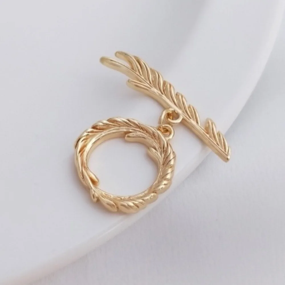 

Медные застежки 14-каратное золото с перьями, модная пряжка OT, аксессуары ручной работы, браслет «сделай сам», жемчужное ожерелье, соединительная пряжка на конце