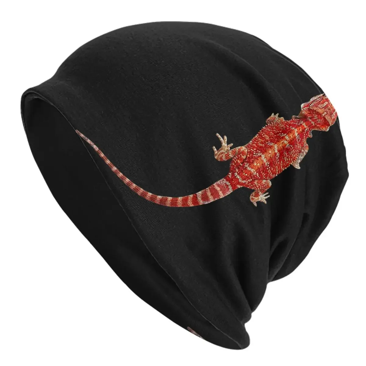 Bearded Dragon Bonnet Hats Red Reptile Beanie Hats Printed Knit Hat Autumn Casual Men Women Kpop Warm Caps