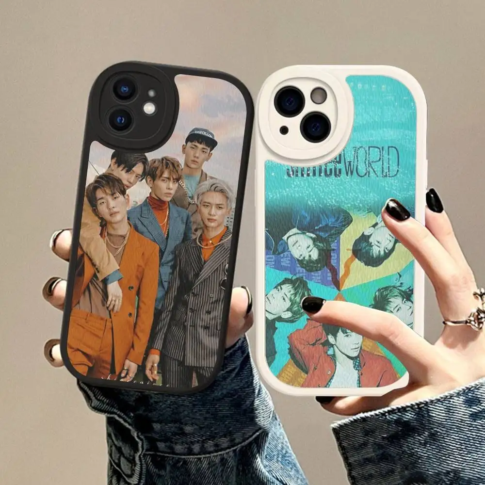 

1pc Kpop Korean Band S-shinee Boys Phone Case For IPhone 16 15 14 13 12 11 Pro Max Plus Leather Cover