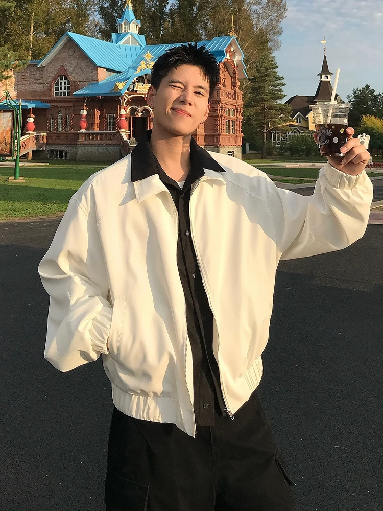 

American Sle Padded oulder Flight Jaet Men's Autumn High Sensation Hard ort Baseball Coat Casual Loose Fit Polyester ...