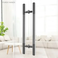 1 Pair Round Glass Door Handle Stainless Steel Sliding Door Pulls Bathroom Door Thickened Handrail Home Renovation Hardware