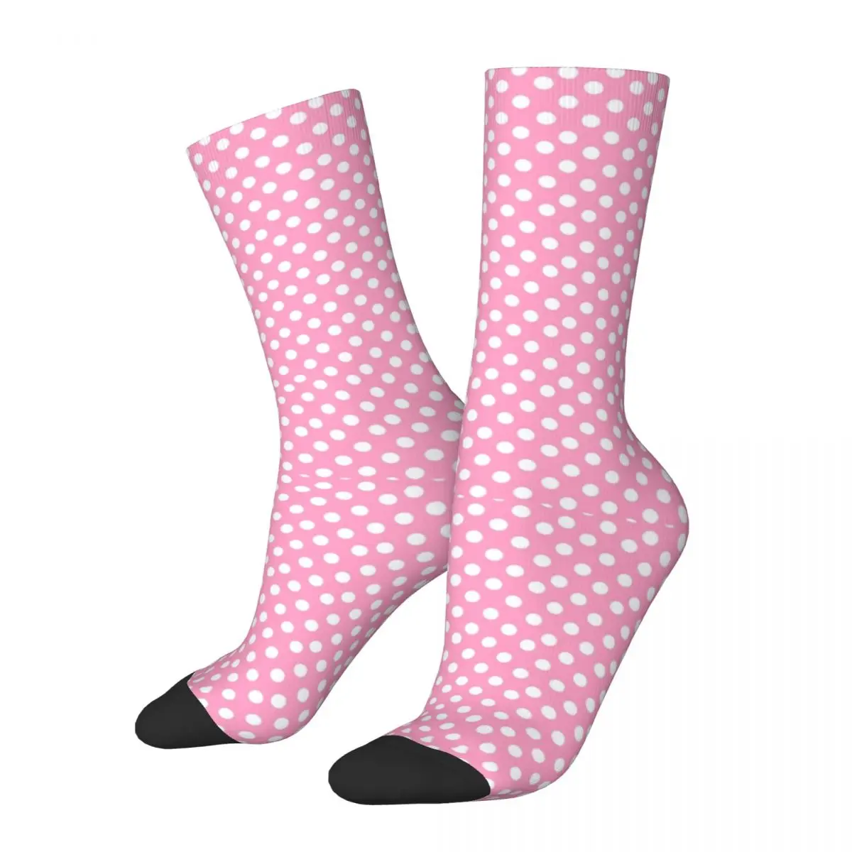 White On Pink Polka Dots Socks Autumn Stockings Trendy Men Warm Soft Socks Design Cycling Anti Sweat Socks