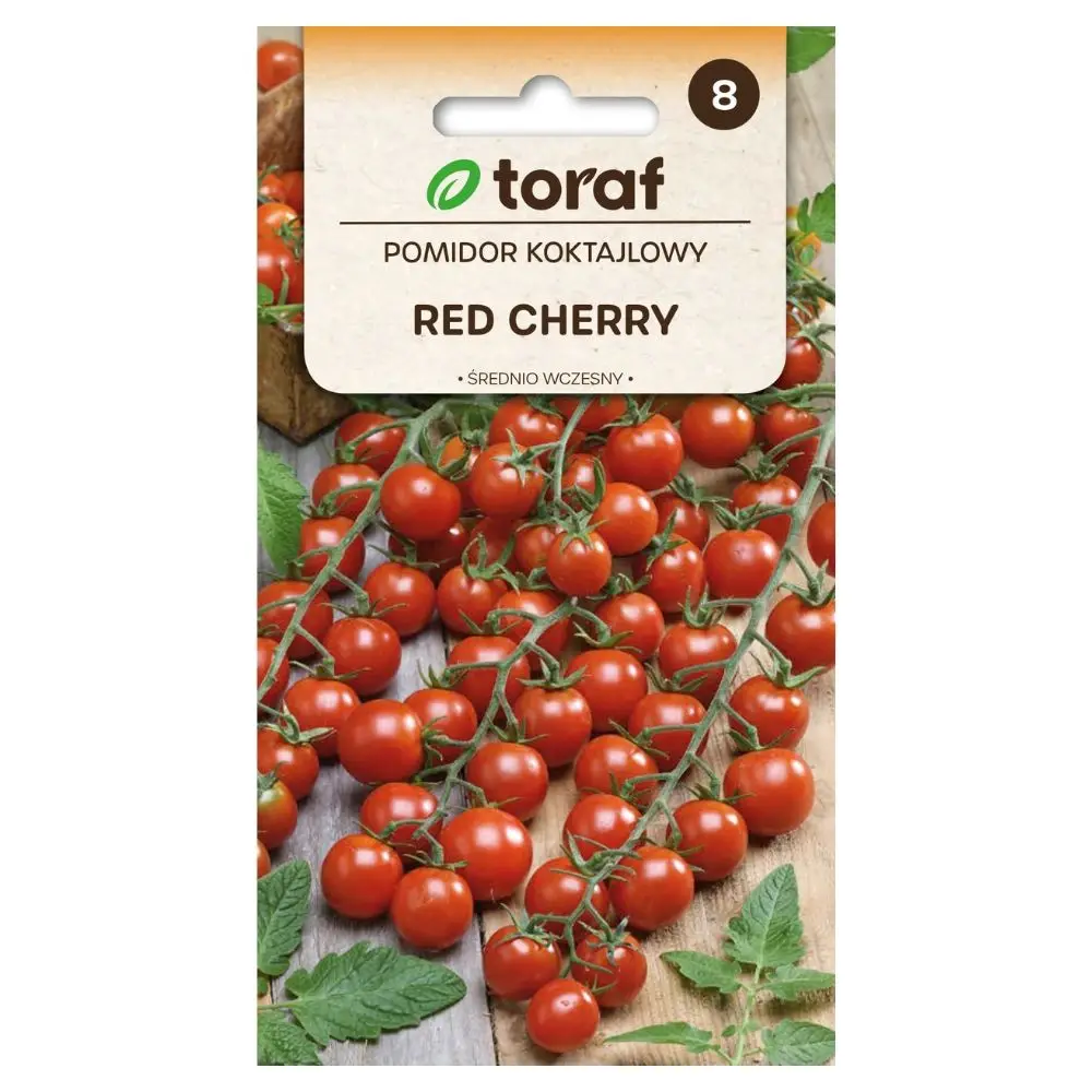 Cocktail-Tomaten-Rotkirschsamen 0,5g TORAF – mittelfrühe, süße rote Früchte 2-3 cm, zum Boden und unter dem Vordach gepflanzt.