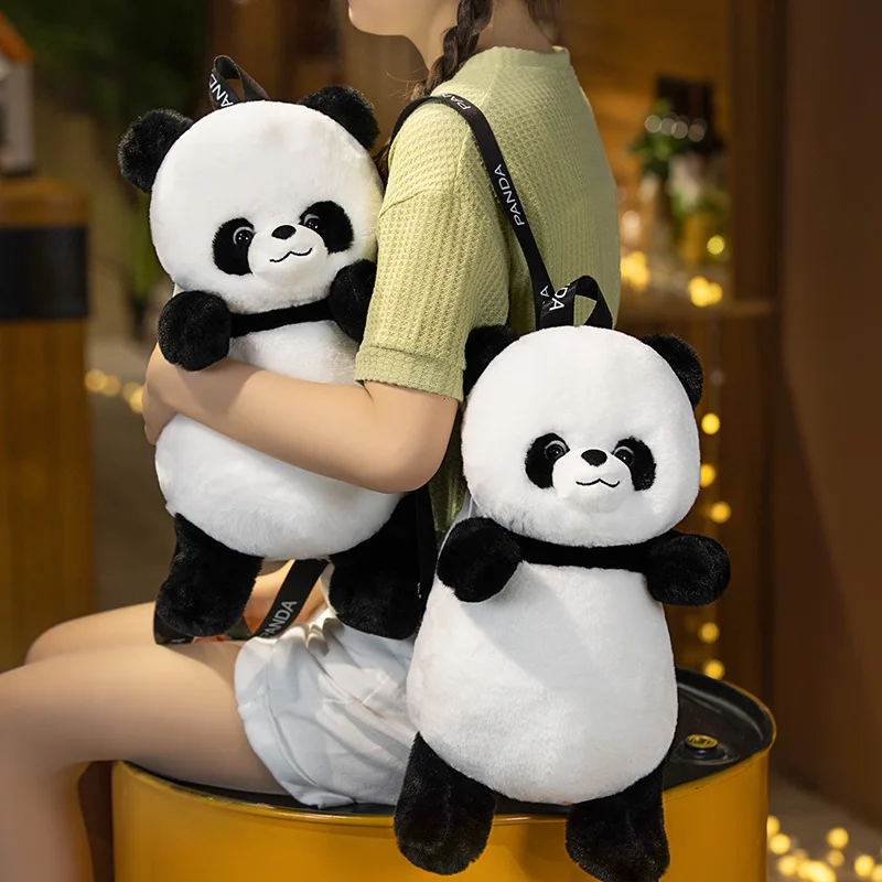 Panda Mochila de pelúcia para bebê Kawaii Animal Schoolbag, bonecas de pelúcia macia, presentes de aniversário e Natal de alta qualidade