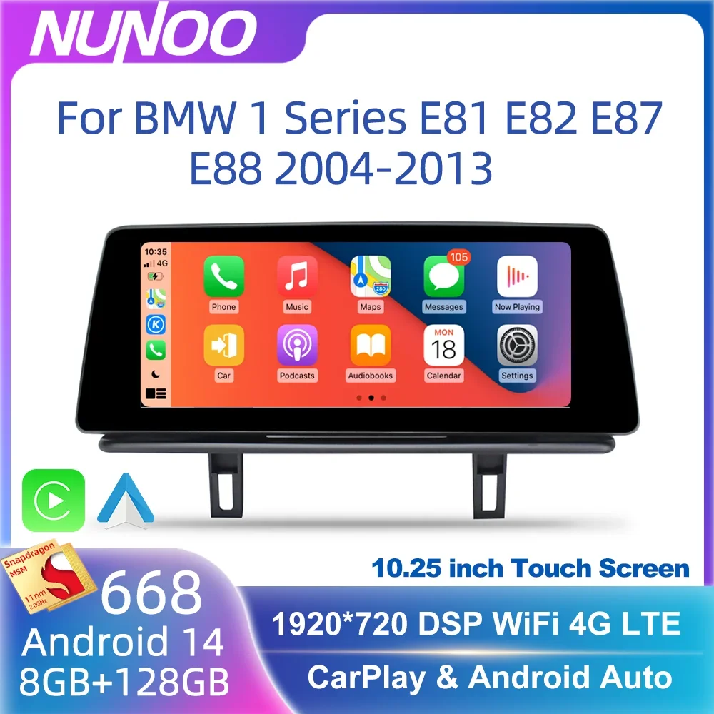 10,25 Zoll Qualcomm 668 für BMW 1er Serie E81 E82 E87 E88 2004-2013 Kabelloses CarPlay Auto-Multimedia-Player Radio DSP Touchscreen
