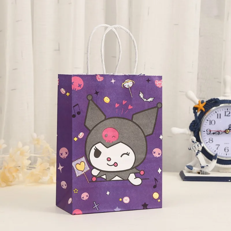 Inamoll-クッキー、キャンディー、ギフトなどのハンドル付き漫画牛革紙バッグ、ハローキティクラフト紙バッグ