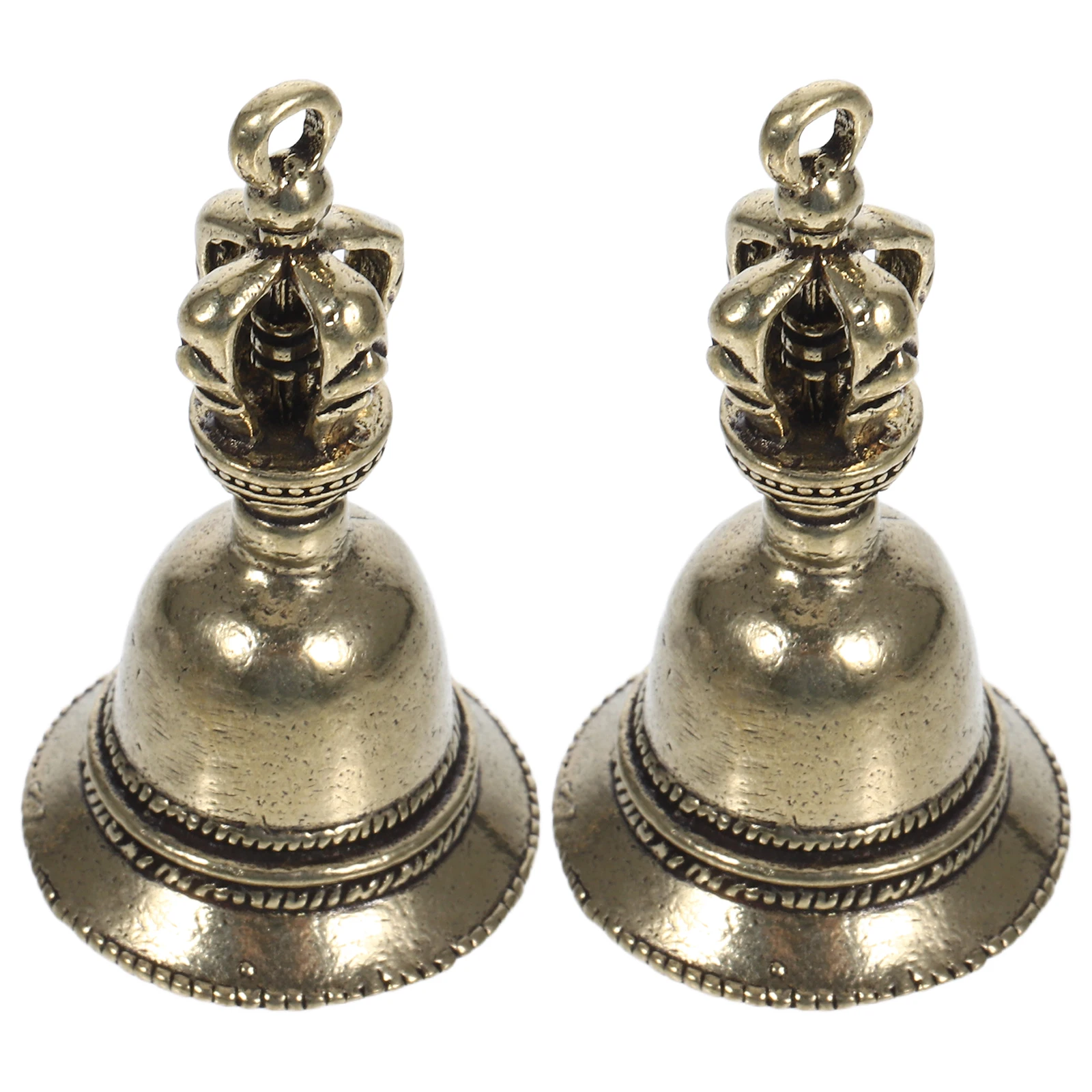 

2 Pcs Retro Copper Bell Vintage Decor DIY Keychain Pendant Charms Handmade Crafts Golden Bells Small Ornament Christmas Decor