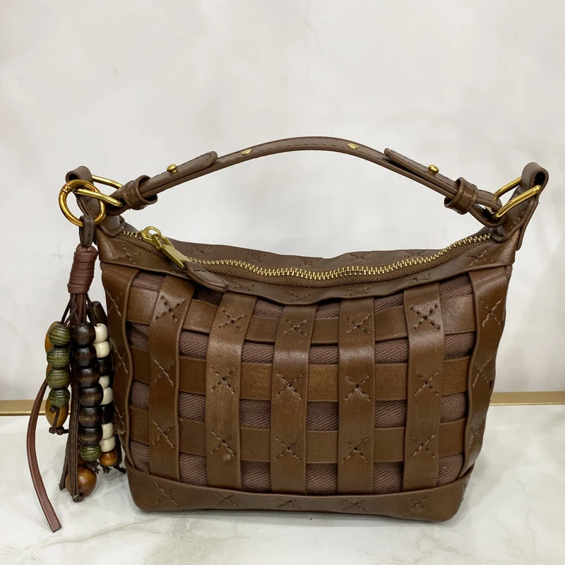 

Винтажные мини-сумки для женщин, роскошные дизайнерские сумки, кошельки, новинка 2025 года, из искусственной кожи, тканые полые подвески из бисера с верхней ручкой на плечо