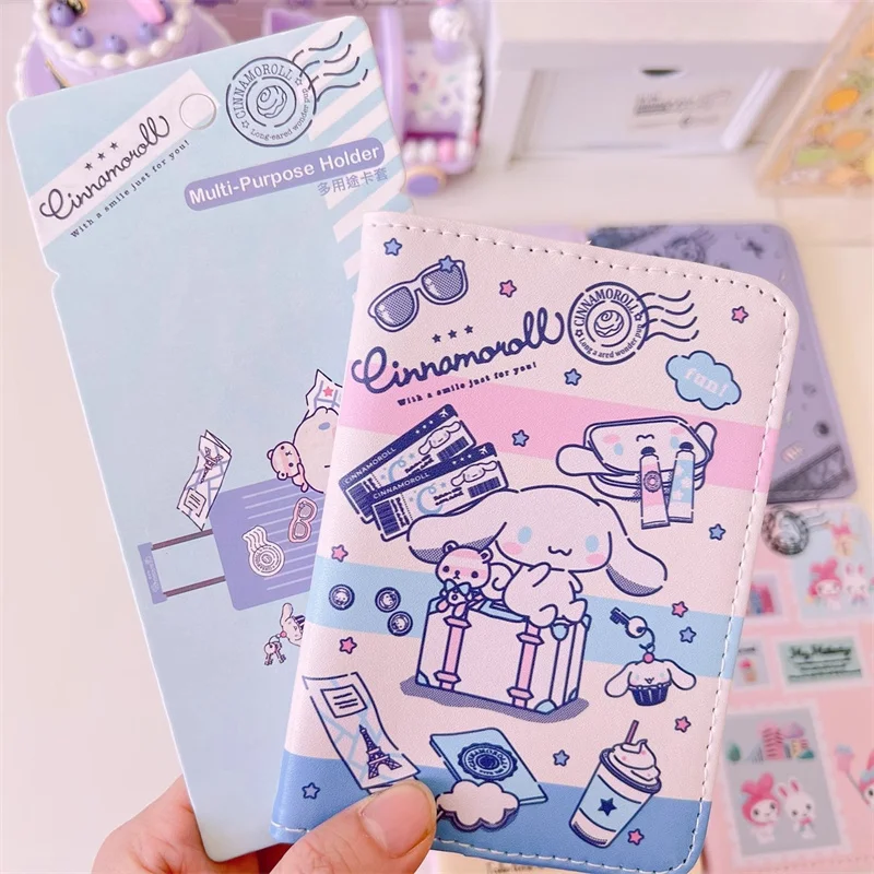 Cinnamoroll Passport Cover Kuromi Passport Holder Melody Credit Card Holder Hangyodon little twin star Leather Business Card Bag