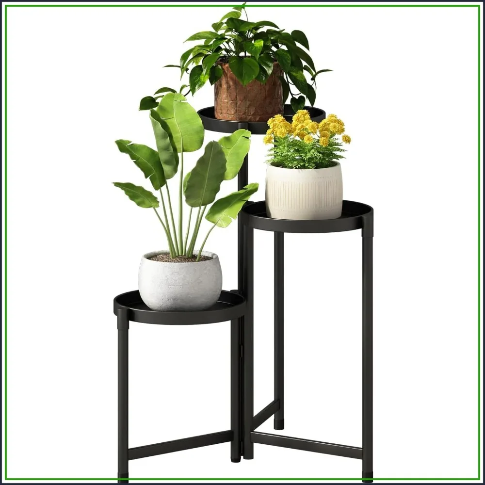 

3-Tier Tall Metal Plant Stand, Heavy Duty Corner Shelf for Patio Garden Balcony