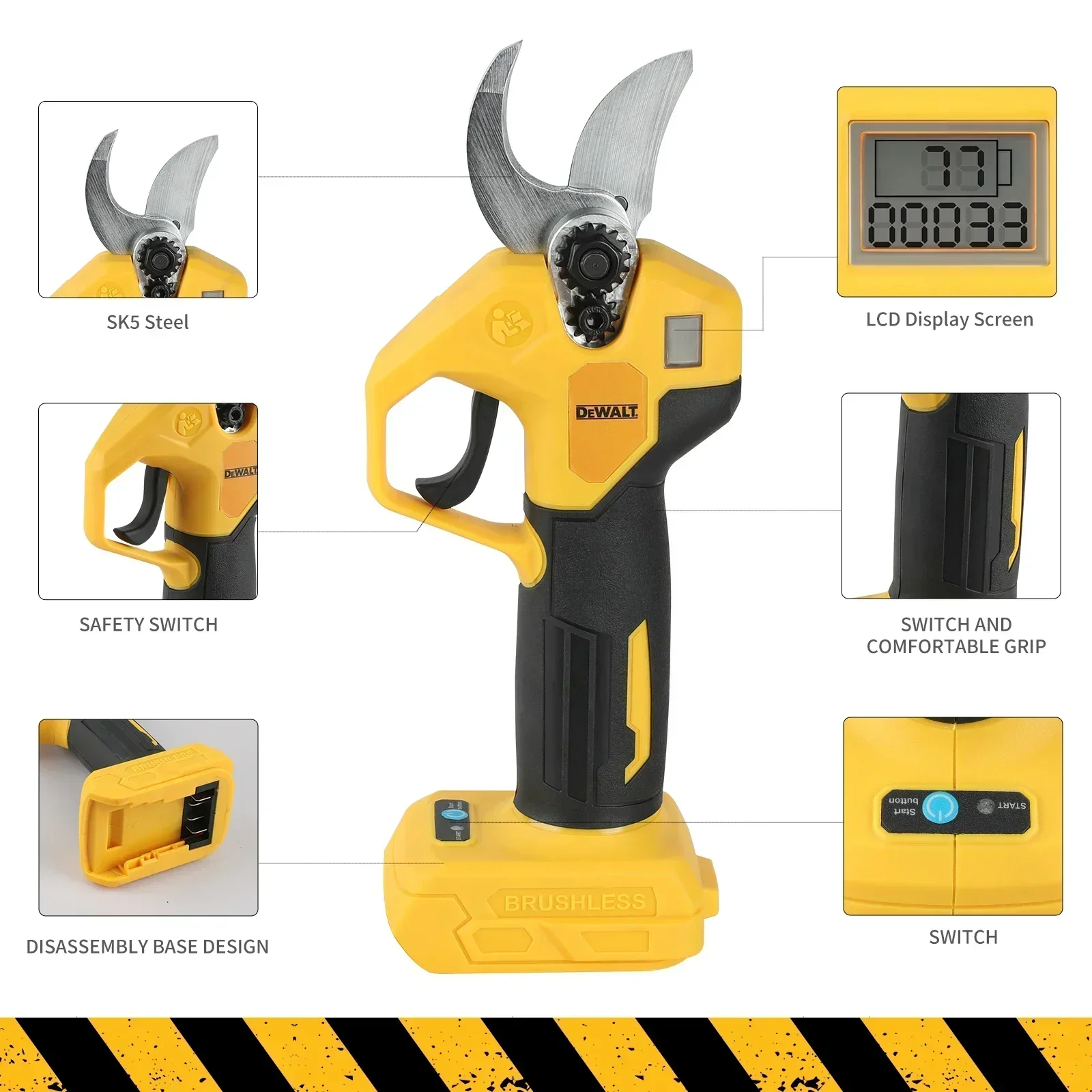 

Бесщеточный электрический инструмент для обрезки и садоводства Dewalt, совместимый с литиевой батареей 18 В, подходит для обрезки фруктовых деревьев