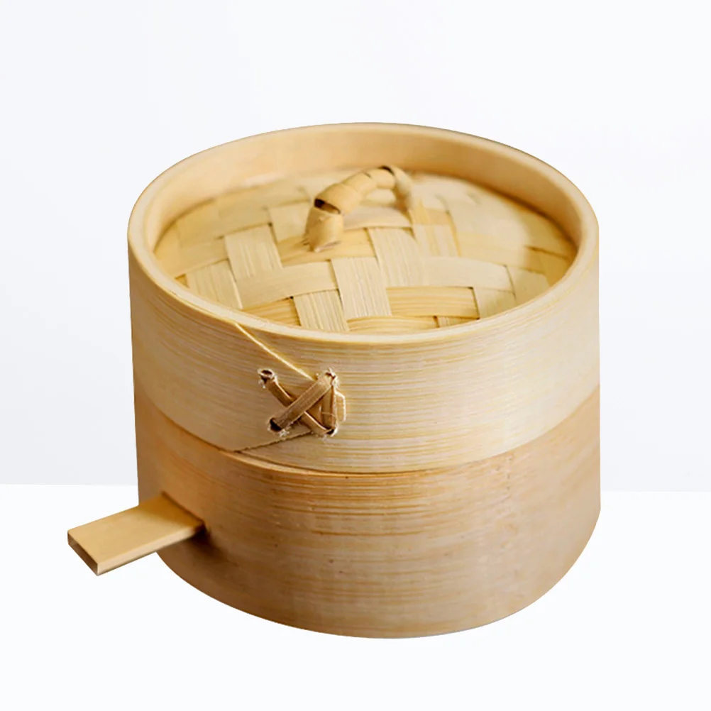 

2Pcs Bamboo Mini Steamer Round 10cm Cooking Tool Home Kitchen Food Steamer Basket Moisturizing Cooker for Dim Sum