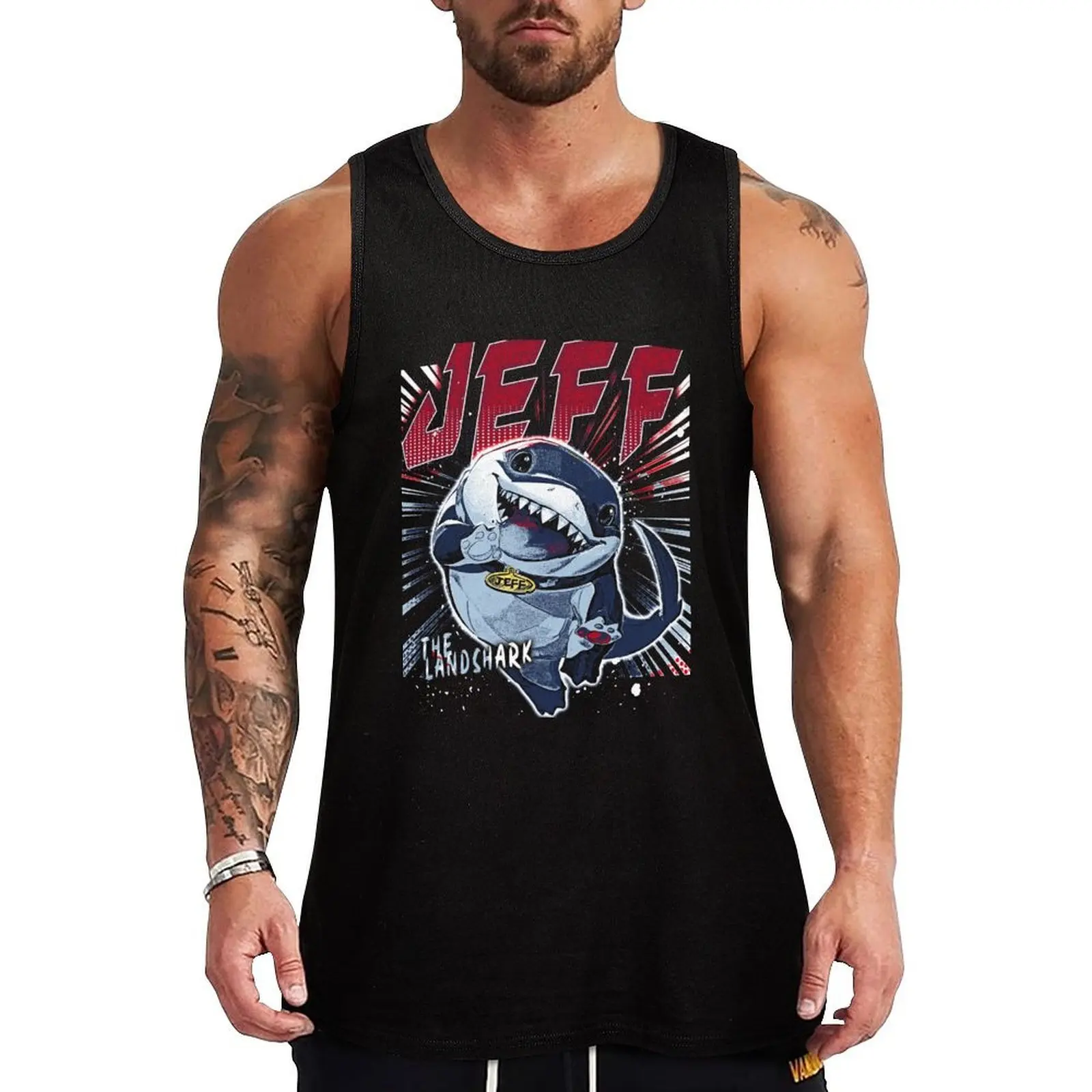 Jeff the Landshark Vintage Tank Top Sleeveless Sports Tank Top Gym Training Moisture Wicking