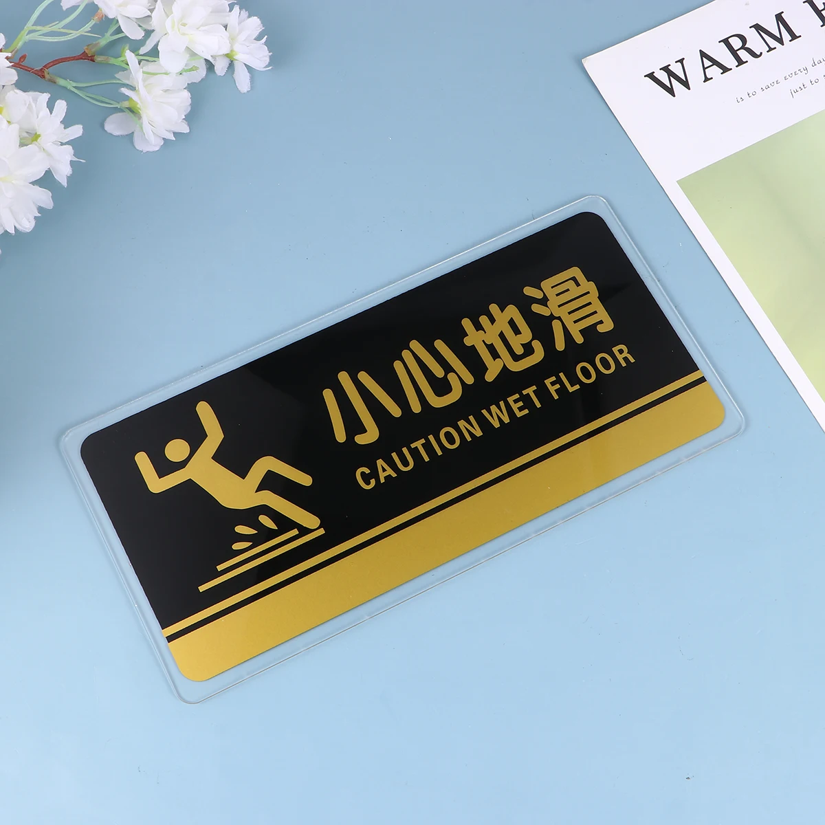 

2Pcs Caution Floor Sign Acrylic Pool Acrylic Pool Sign Signs High Quality Swimming Bathrooms Restaurants Durability