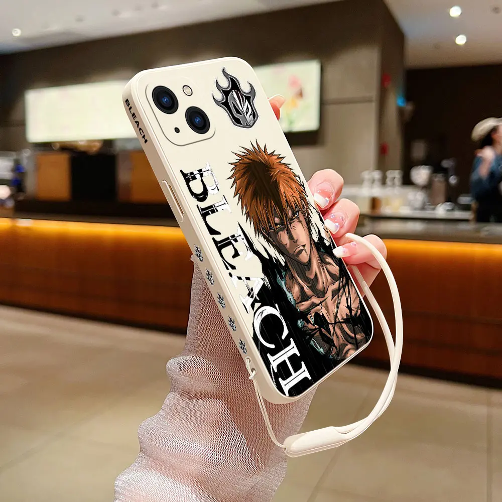 Anime Bleach Ichigo Phone Case For Samsung Galaxy S24 S23 S22 S21 S20 Ultra Plus FE S10 4G S9 Note 20 10 Plus With Lanyard Cover