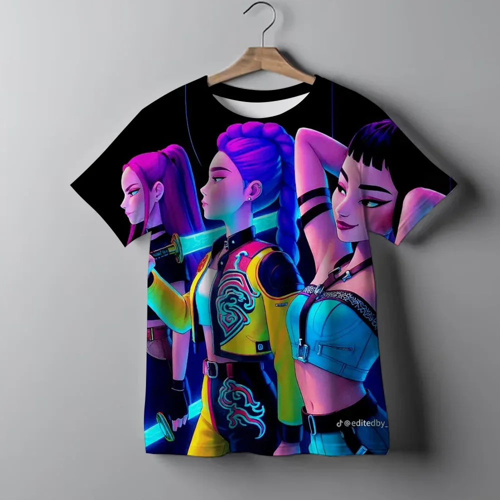 أزياء عارضة الاطفال تي شيرت KPop شيطان الصيادين بارد الفتيات المحملة أعلى مضحك هدية لمحبي التي شيرت-KPop شيطان الصيادين الملابس