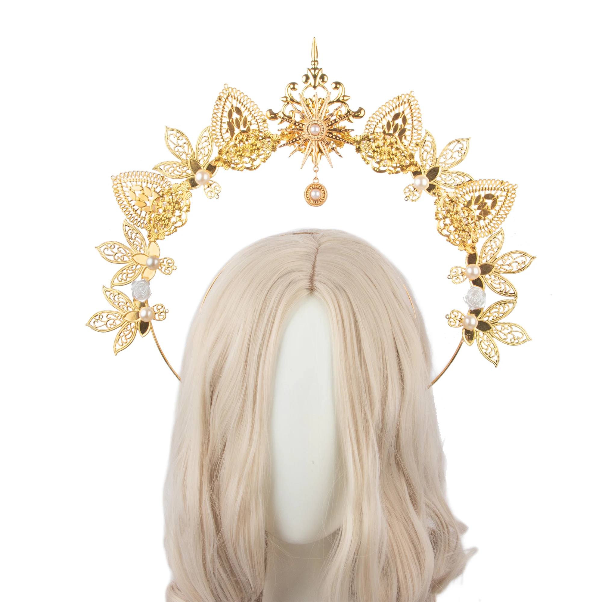 

Готический винтажный головной убор Мэри Лолита KC Halo, головной убор королевы Анны, корона богини солнца в стиле барокко, тиара с шипами, повязка на голову, аксессуары