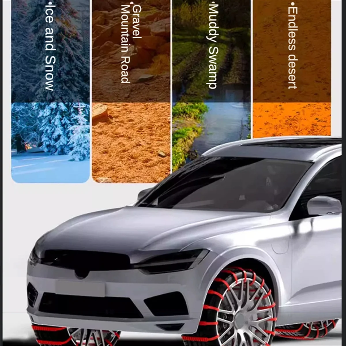 سلاسل الثلج في حالات الطوارئ الشتاء قابل للتعديل المضادة للانزلاق سلاسل الإطارات تناسب معظم السيارات والشاحنات SUV عجلة شرائط المضادة للانزلاق، 30 قطعة