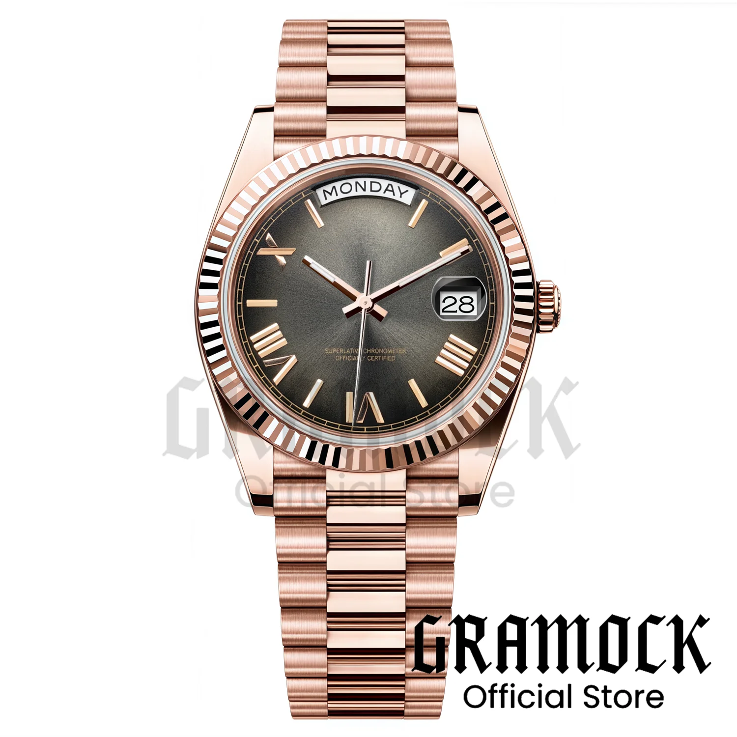 Customize Automatic Men Watches Luxury Gold MIYOTA 8285 Mechanical Clock Week Date Calendar Sapphire Glass Waterproof President