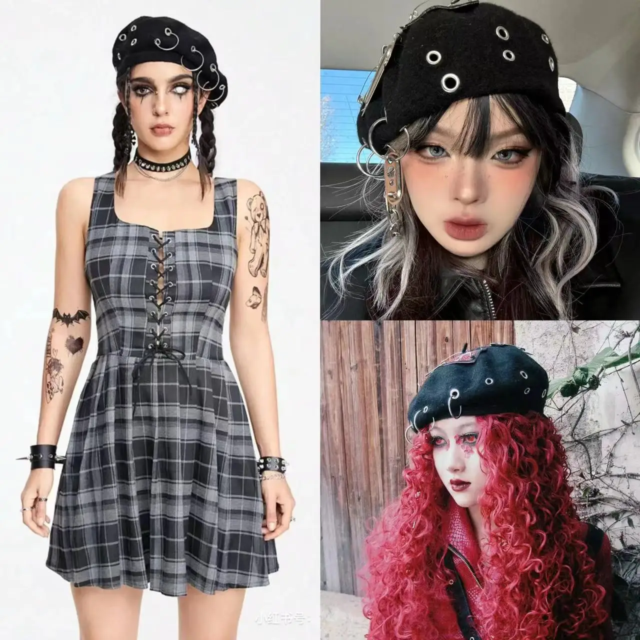 

INS Fashion Berets For Women Y2K Wool Warm Gothic Dark Hat Suitable For Halloween Day of the Dead Thanksgiving Holiday Gifts Cap