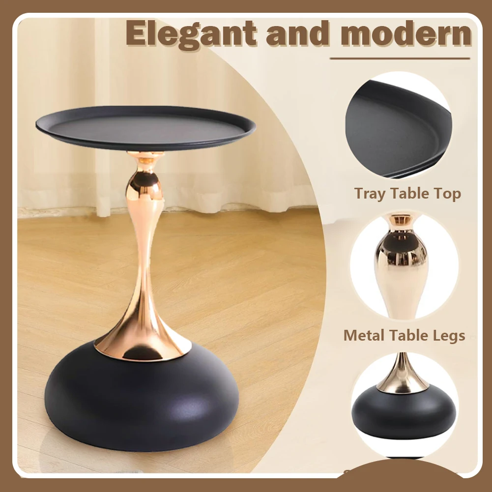

Round Coffee Tables Wear Resist Metal Base Corner Table Space Saving Movable Tea Table for Living Room Decoration Furniture