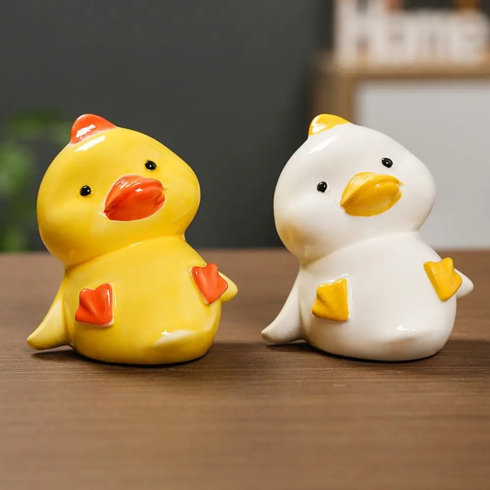

Ceramic Duck Miniature Figurine Statue Collectible Yellow Duck Ornaments Cartoon Micro Landscape Pet Duck Landscape Decoration