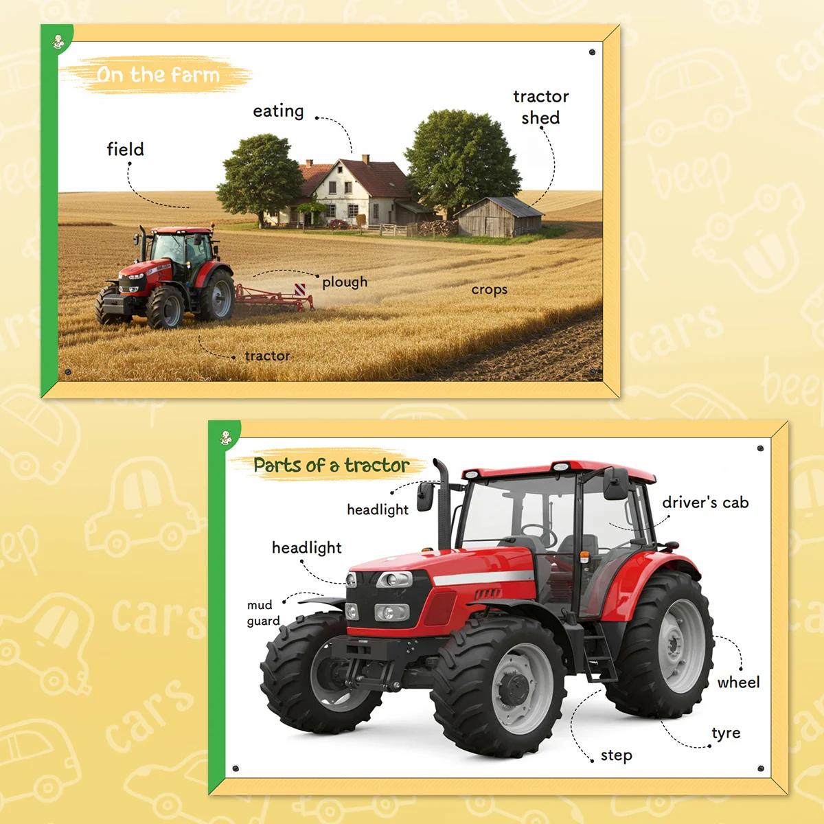 Tractor Learning Book for Kids Fun Illustrated Workbook with Farm Tractors Vehicles and Farm Life Scenes Build Vocabulary
