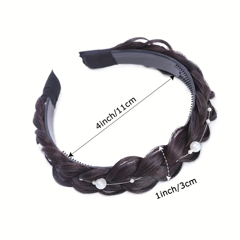 High temperature silk hair band fashion fishbone braid hair band wig woman new pearl twist braid hair band