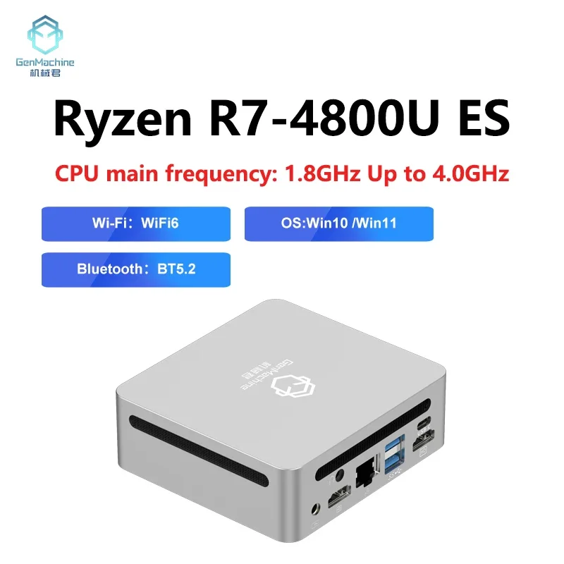 Nowy AMD Ryzen 7 4800U ES Windows 11 MINI PC DDR4 MAX 64GB 65W WIFI6(2.4GBPS) RTL8852, BT5.2 komputer do gier 4.2GHz