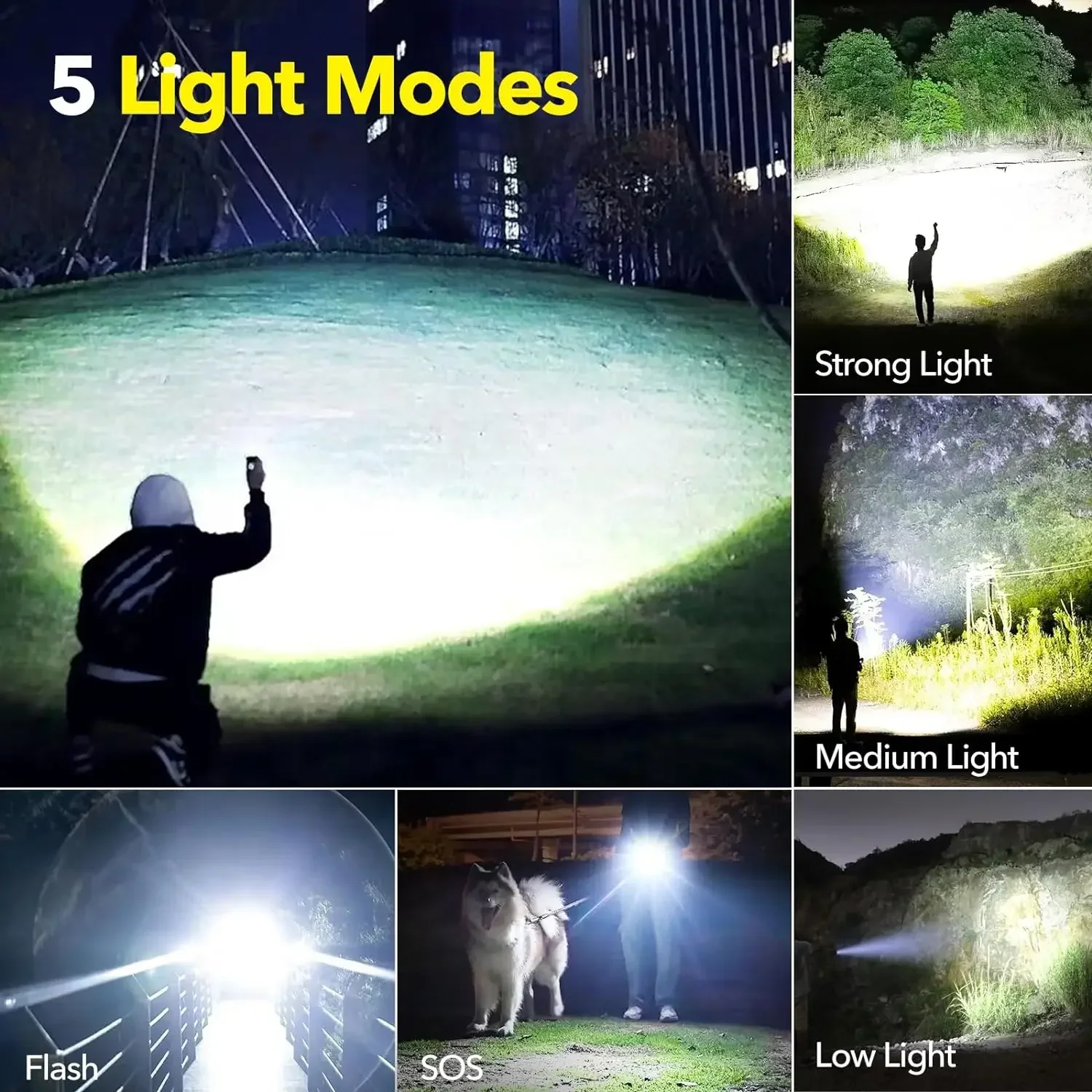 Most Powerful LED Flashlight Rechargeable Zoomable Camping Torch High Power Long Range Tactical Lantern Outdoor Emergency Lamp