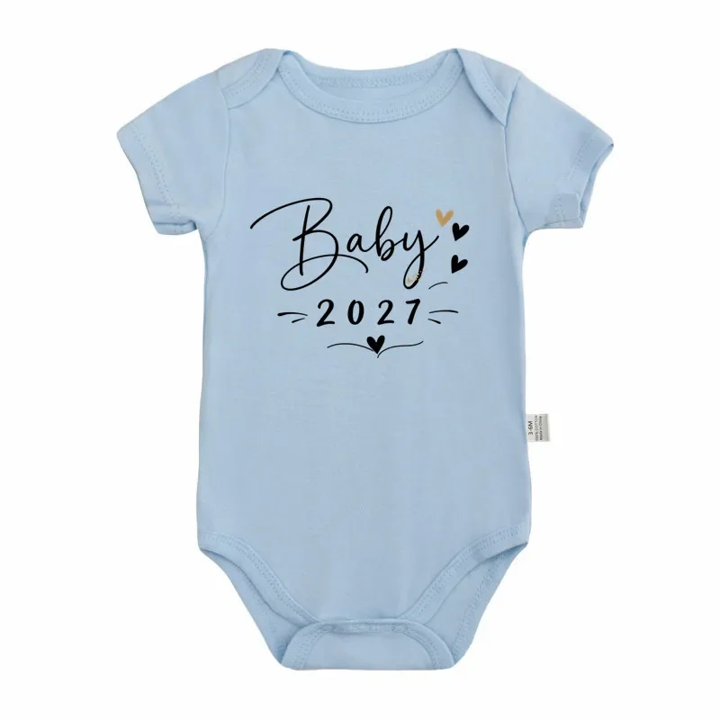 Combinaison Bébé 2027 pour Annonce de Grossesse, Imprimé Cœur, Manches Courtes, Grenouillère en Coton pour Nouveau-né, Tenue Révélatrice de Sexe 4 Combinaison Bébé 2027 pour Annonce de Grossesse, Imprimé Cœur, Manches Courtes, Grenouillère en Coton pour Nouveau-né, Tenue Révélatrice de Sexe 4