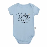 Combinaison Bébé 2027 pour Annonce de Grossesse, Imprimé Cœur, Manches Courtes, Grenouillère en Coton pour Nouveau-né, Tenue Révélatrice de Sexe 4