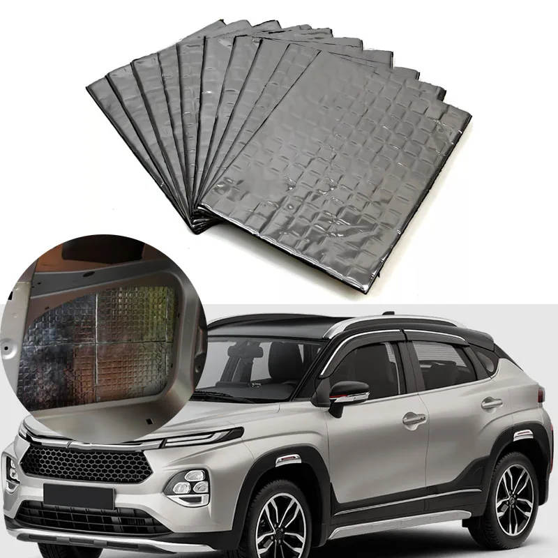 10pcs Car Sound & Heat Insulation Cotton Mats Sound Deadening Proofing Mat Butyl Car Van Vibration Damping Audio Panel 250x200mm