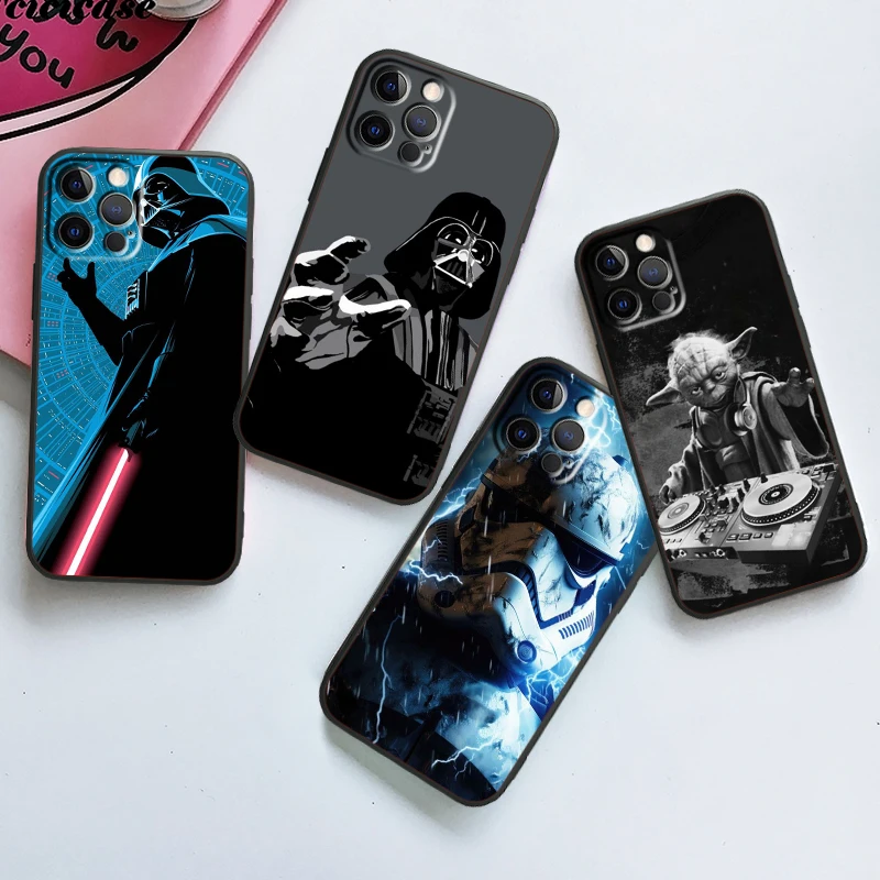 Star Wars Art Cool For iPhone 15 14 13 12 11 XS XR X 8 7 SE Pro Max Plus Mini Black Soft Phone Case