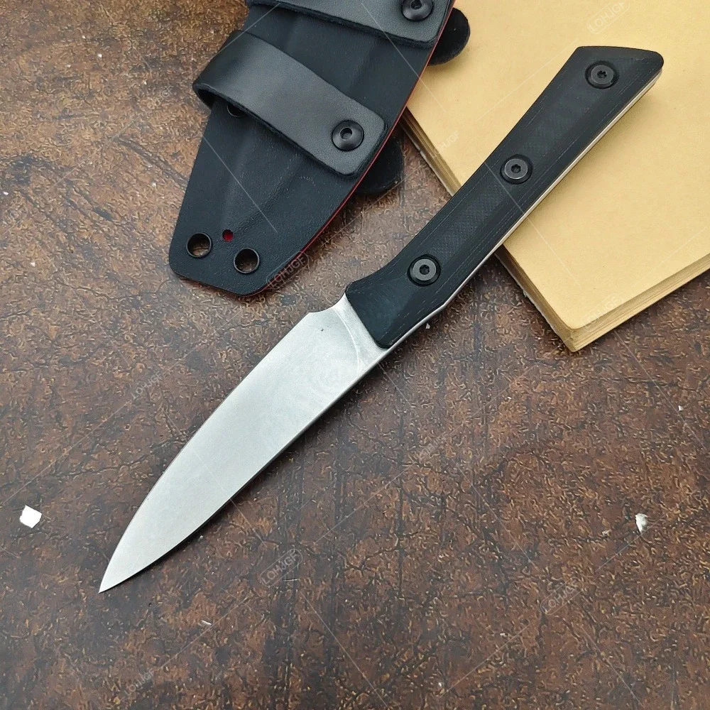 3500-10BK Black G10 Handle High-hardness Fruit Paring Knife Lightweight Portable Outdoor Fishing Straight Knives with K Sheath