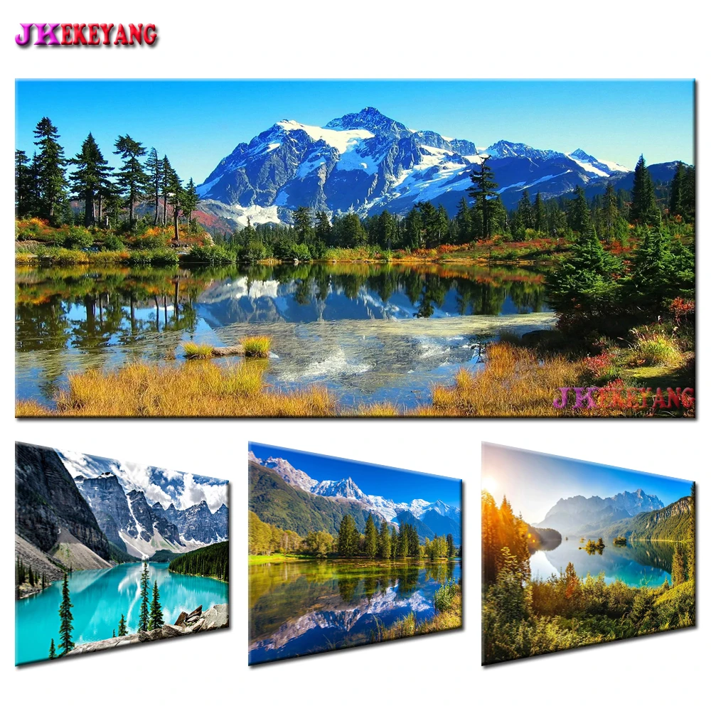 Lake forest snow mountain picture Diamond Painting 5D Diamond Embroidery Mosaic Cross Stitch Set Picture Of Rhinestones Y5158