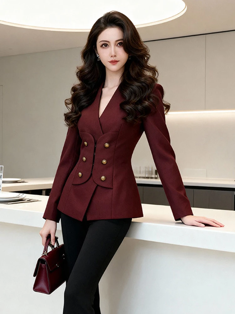 

Весенне-осенний элегантный офисный блейзер для женщин, приталенный пиджак с длинным рукавом, верхняя одежда для работы, деловой жакет, уличная одежда, простые топы