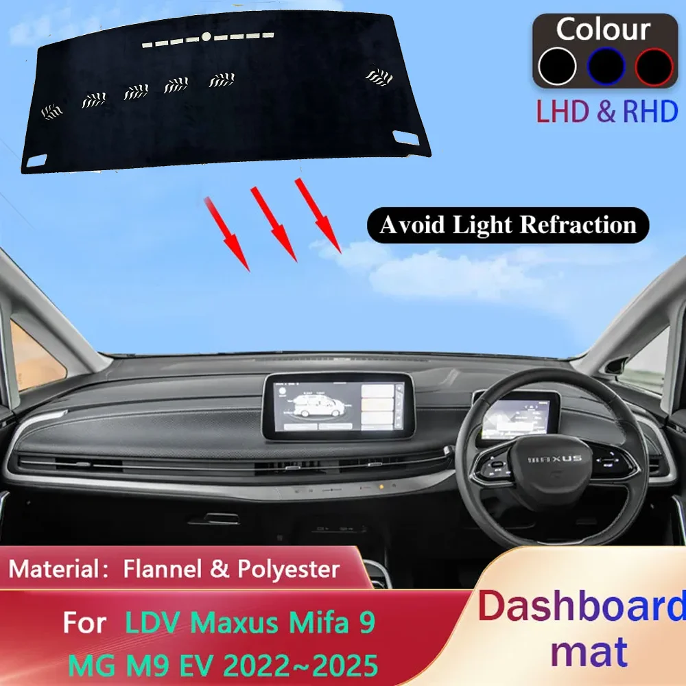 

Накладка на приборную панель автомобиля для LDV Maxus Mifa 9 MG M9 EV 2022 ~ 2025, противоскользящий коврик, солнцезащитный коврик, коврик для приборной панели, аксессуары