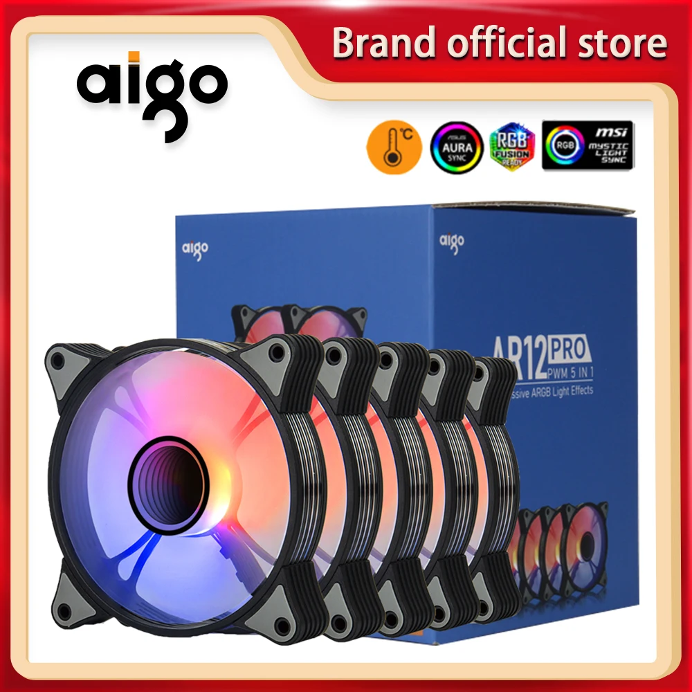 Вентилятор Aigo AR12PRO для компьютера, 120 мм, rgb, 4 контакта