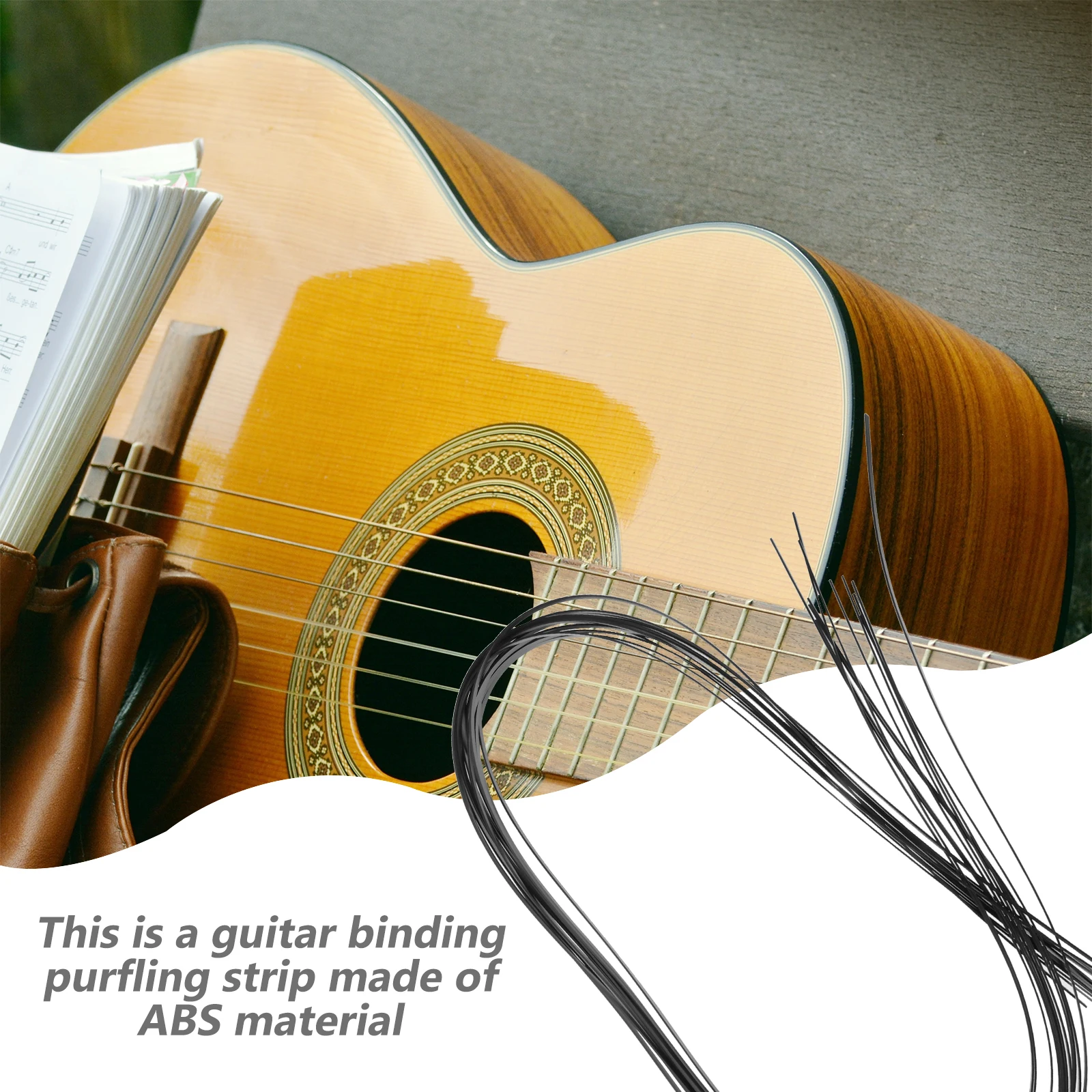 

12Pcs Purfling Strip for Acoustic Guitar Smooth Finish Binding Edging Trim for Guitar Ukulele Decorative Protection Use